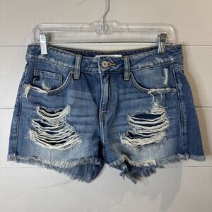 Kancan Women's Mid-Rise Distressed Boyfriend Shorts Size 3 / 25